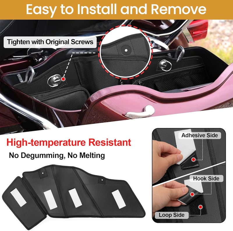 HODRANT Motorcycle Saddlebag Organizer, Saddlebag Liners Side Bag Compatible with Touring Models 2014-2025 Street Glide Road Glide Road King Electra Glide, Saddlebag Tool Storage Organizer, 2 Packs - Image 5